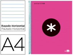 Cuaderno espiral Liderpapel Antartik A-4 tapa forrada 120h micro 100g raya horizontal color rosa flúor